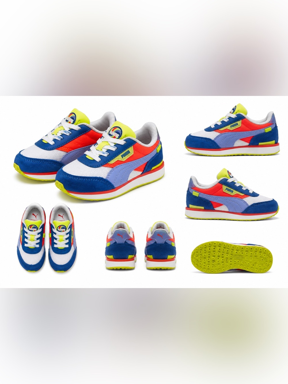 Puma Future Rider Play On Toddler Shoes Size 8C Neon Blue Pink Athletic Sneakers